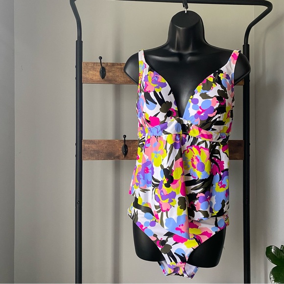 BAR III women’s paradise garden print tankini 2 pieces bikini swim suit size L - Picture 1 of 6